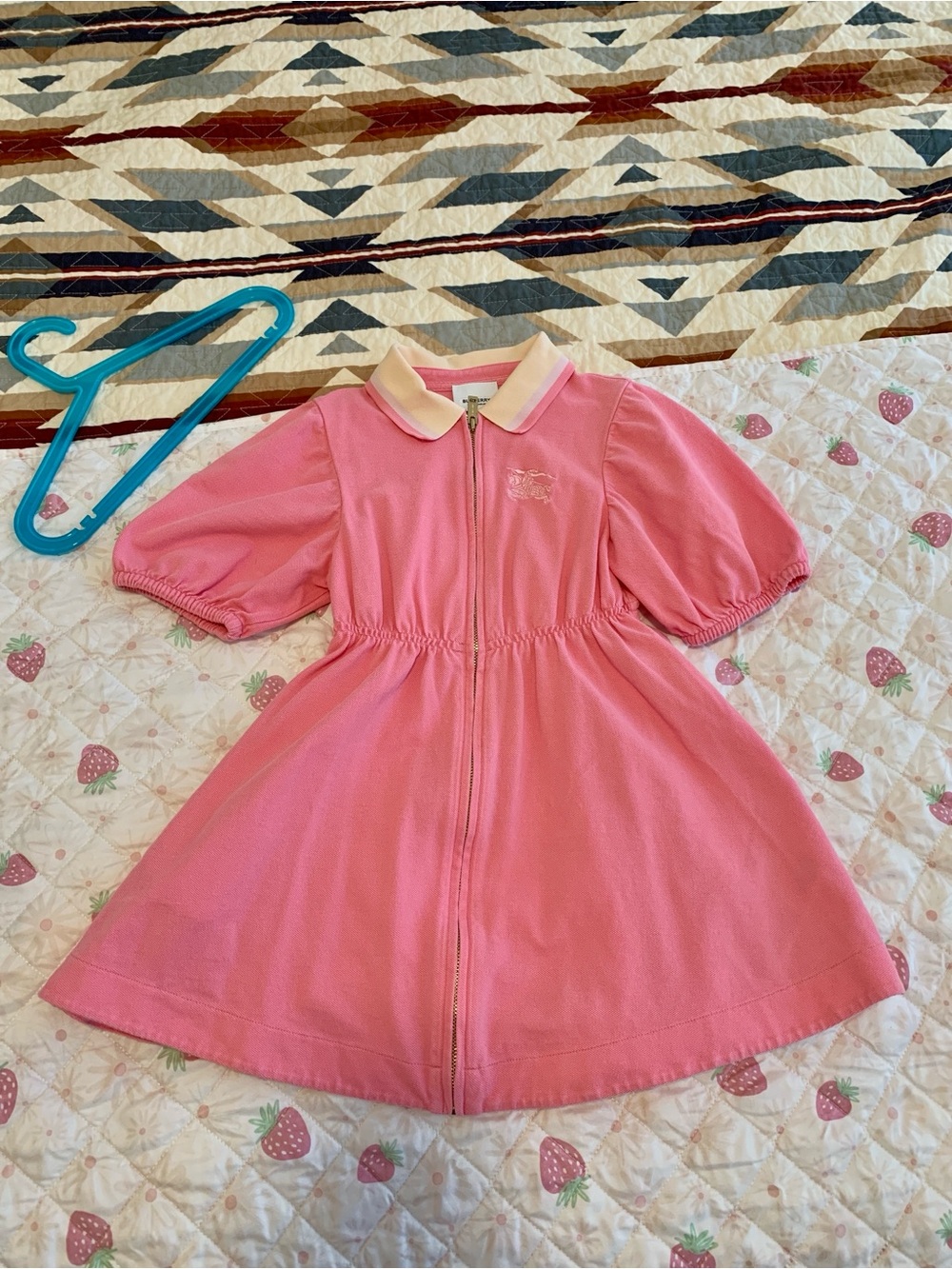 Little Girls Pink Zip-Front Polo Dress